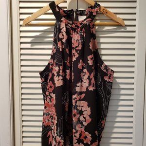 A New Day Halter Black Floral Tank Top XL
